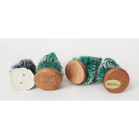 8 Vintage Bottle Brush Christmas Trees With Wood Base Miniature Copper Bench 2 M - Picture 6 of 10